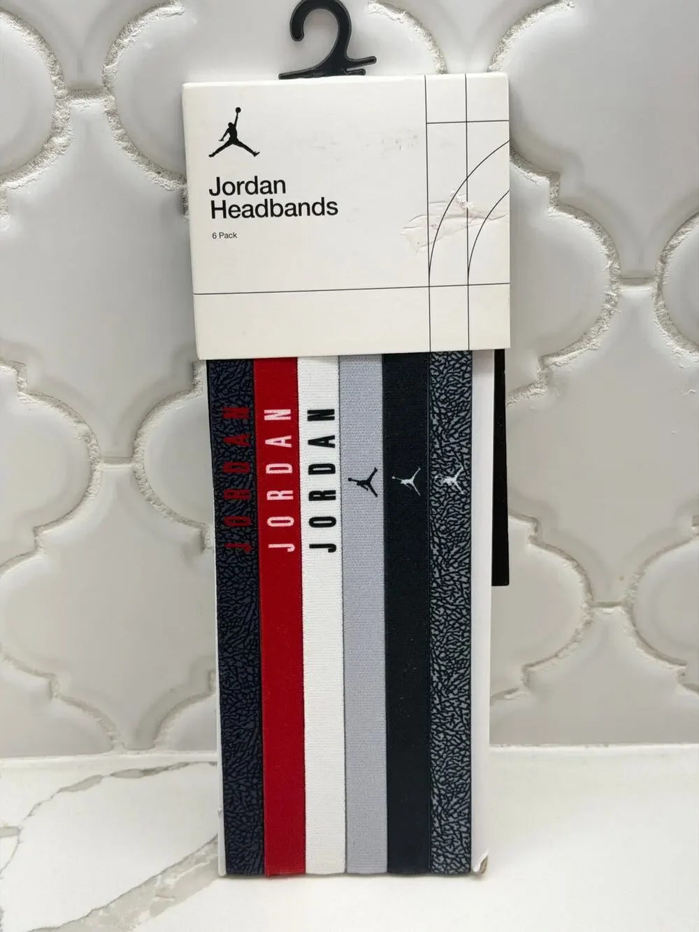 Jordan 6-Pack Elastic Headbands Jumpman Silicone Grip Sports Unisex New